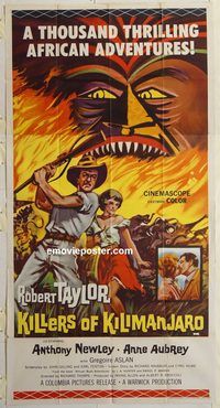 b755 KILLERS OF KILIMANJARO three-sheet movie poster '60 Robert Taylor