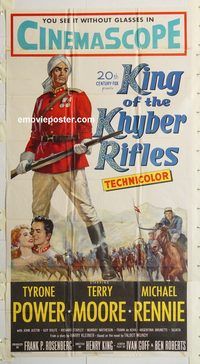 b758 KING OF THE KHYBER RIFLES three-sheet movie poster '54 Tyrone Power