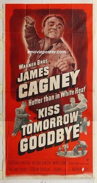 b760 KISS TOMORROW GOODBYE three-sheet movie poster '50 James Cagney, Payton