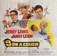 b006 3 ON A COUCH six-sheet movie poster '66 Jerry Lewis, Janet Leigh