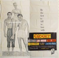 b033 GIDGET six-sheet movie poster '59 Sandra Dee, James Darren