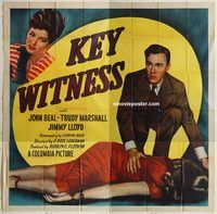 b051 KEY WITNESS six-sheet movie poster '47 John Beal, Marshall