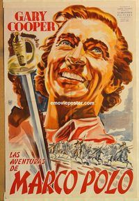 b258 ADVENTURES OF MARCO POLO Argentinean R40s best close up art of Gary Cooper by Venturi!