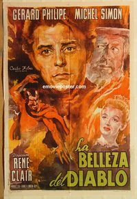 b271 BEAUTY & THE DEVIL Argentinean movie poster '52 Venturi artwork!