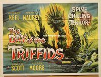 b141 DAY OF THE TRIFFIDS British quad movie poster '62 Howard Keel