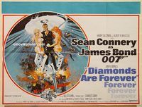 b145 DIAMONDS ARE FOREVER British quad movie poster '71 Connery, Bond