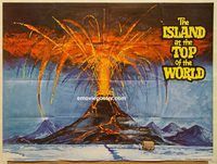 b181 ISLAND AT THE TOP OF THE WORLD teaser British quad movie poster '74