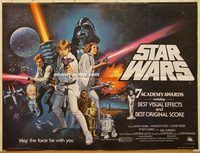 b229 STAR WARS British quad movie poster '77 Lucas, Harrison Ford