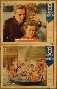 e073 8 GIRLS IN A BOAT 2 vintage movie lobby cards '34 Wilson, Montgomery