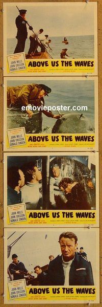 e396 ABOVE US THE WAVES 4 vintage movie lobby cards '56 John Mills