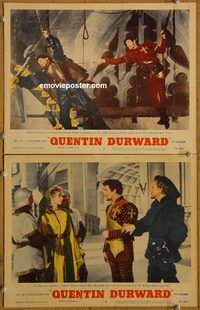 e075 ADVENTURES OF QUENTIN DURWARD 2 vintage movie lobby cards '55 Taylor