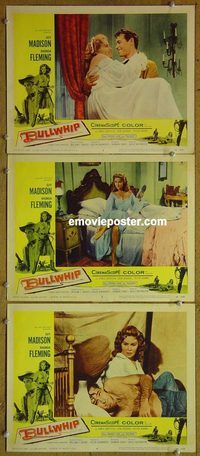 e274 BULLWHIP 3 vintage movie lobby cards '58 Guy Madison, Rhonda Fleming