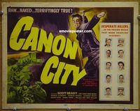 d795 CANON CITY vintage movie title lobby card '48 first Scott Brady, prison break!