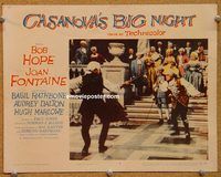 d118 CASANOVA'S BIG NIGHT vintage movie lobby card #6 '54 Bob Hope dueling!