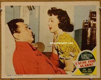 d128 CAUSE FOR ALARM vintage movie lobby card #6 '50 Loretta Young, Sullivan
