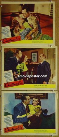 e281 CHRISTMAS EVE 3 vintage movie lobby cards '47 George Raft, George Brent