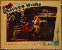 d144 CLIPPED WINGS vintage movie lobby card '37 Lloyd Hughes, airplanes!