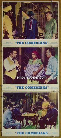 e282 COMEDIANS 3 vintage movie lobby cards '67 Richard Burton, Liz Taylor