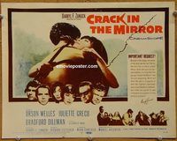 d800 CRACK IN THE MIRROR vintage movie title lobby card '60 Orson Welles