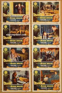 e846 CREATURE WITH THE ATOM BRAIN 8 vintage movie lobby cards '55 Denning