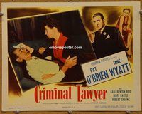 d163 CRIMINAL LAWYER #2 vintage movie lobby card '51 Pat O'Brien, Jane Wyatt