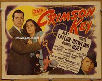 d802 CRIMSON KEY vintage movie title lobby card '47 Kent Taylor, Doris Dowling