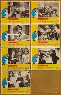 e746 CROSSPLOT 7 vintage movie lobby cards '70 Roger Moore spy thriller!