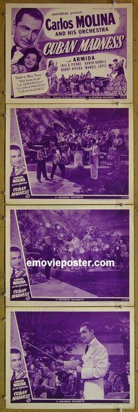 e414 CUBAN MADNESS 4 vintage movie lobby cards '45 Carlos Molina & Orchestra