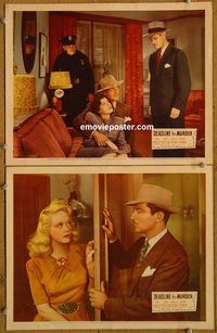 e104 DEADLINE FOR MURDER 2 vintage movie lobby cards '46 film noir!