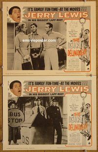 e105 DELICATE DELINQUENT 2 vintage movie lobby cards R62 Jerry Lewis