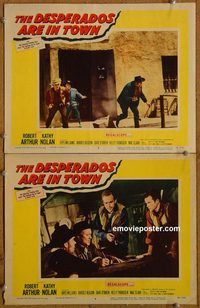 e106 DESPERADOS ARE IN TOWN 2 vintage movie lobby cards '56 Robert Arthur