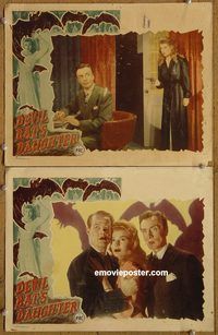 e108 DEVIL BAT'S DAUGHTER 2 vintage movie lobby cards '46 La Planche