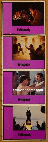e422 EVILSPEAK 4 vintage movie lobby cards '81 Clint Howard, horror!