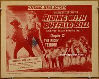 d960 RIDING WITH BUFFALO BILL Chap 12 vintage movie title lobby card '54 serial!
