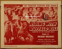 d962 RIDING WITH BUFFALO BILL Chap 14 vintage movie title lobby card '54 serial!
