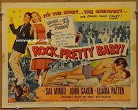d974 ROCK PRETTY BABY vintage movie title lobby card '57 Sal Mineo, rock 'n roll!