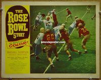 d590 ROSE BOWL STORY vintage movie lobby card #3 '52 great football scene!