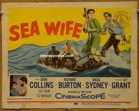 d980 SEA WIFE vintage movie title lobby card '57 Joan Collins, Richard Burton