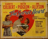 d981 SECRET HEART vintage movie title lobby card '47 Claudette Colbert, Pidgeon
