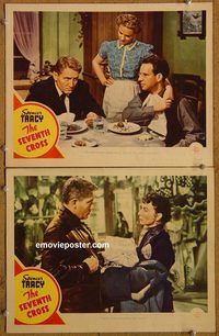 e215 SEVENTH CROSS 2 vintage movie lobby cards '44 Spencer Tracy
