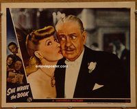 d623 SHE WROTE THE BOOK vintage movie lobby card '46 Joan Davis kisses!