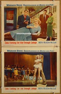 e218 SHE'S WORKING HER WAY THROUGH COLLEGE 2 vintage movie lobby cards52 Mayo