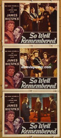 e367 SO WELL REMEMBERED 3 vintage movie lobby cards '47 John Mills