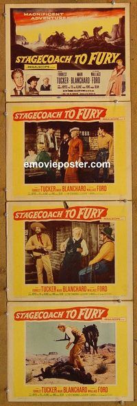 e500 STAGECOACH TO FURY 4 vintage movie lobby cards56 Forrest Tucker, western