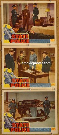e373 STATE POLICE 3 vintage movie lobby cards R49 Dusty King, Lundigan