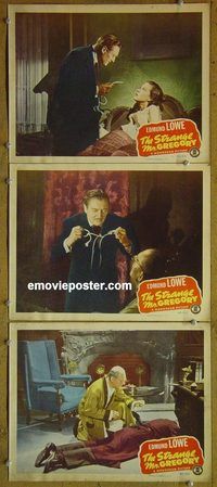 e376 STRANGE MR GREGORY 3 vintage movie lobby cards '45 Edmund Lowe, Rogers