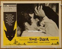 d706 TOMB OF LIGEIA vintage movie lobby card #8 '65 wild cat attack image!