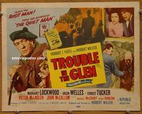 e037 TROUBLE IN THE GLEN vintage movie title lobby card '54 Orson Welles, Lockwood