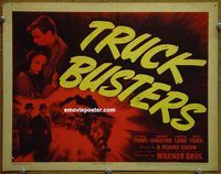 e038 TRUCK BUSTERS vintage movie title lobby card '42 Travis, big rig drivers!