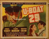 e043 U-BOAT 29 title vintage movie lobby card '39 WWI Conrad Veidt
